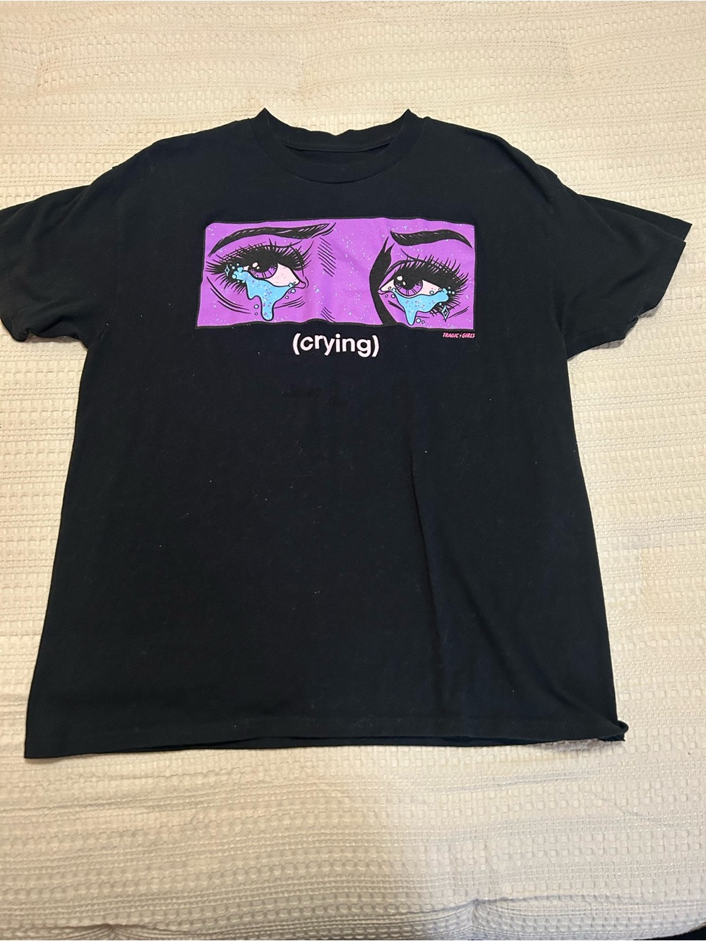 Threadless Black Tee with Purple Graphic and Blue Accents